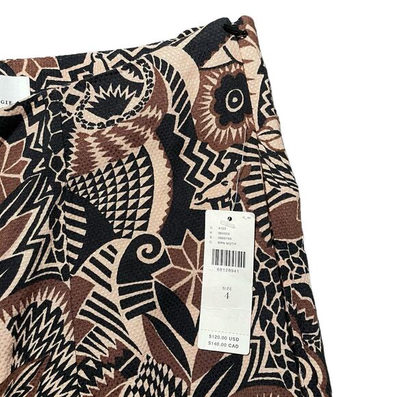 NEW Anthropologie Drapey Flare Pants Viscose Brown Motif Jungle Print - Size 4 - Picture 4 of 16